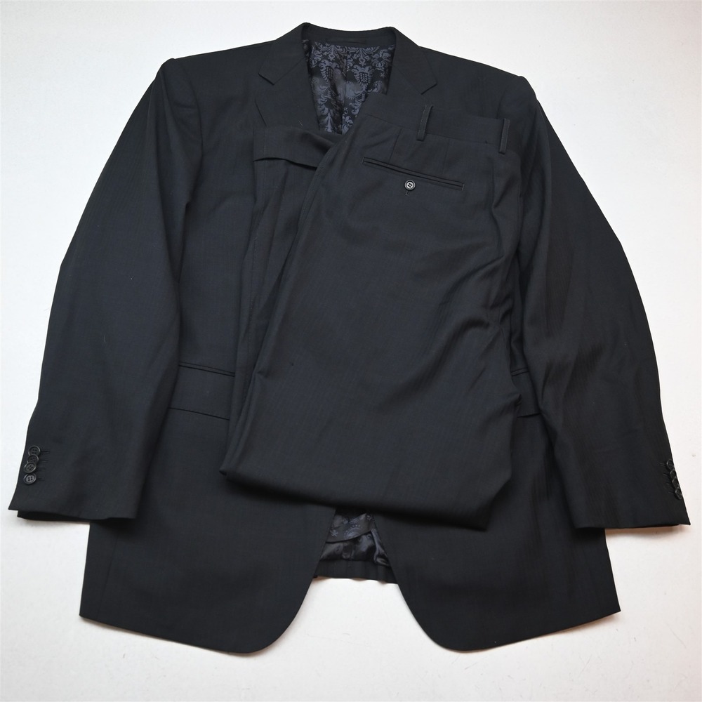 Bespoke 46L 38x32 Charcoal Gray Wool Mens Jacket Pants Suit